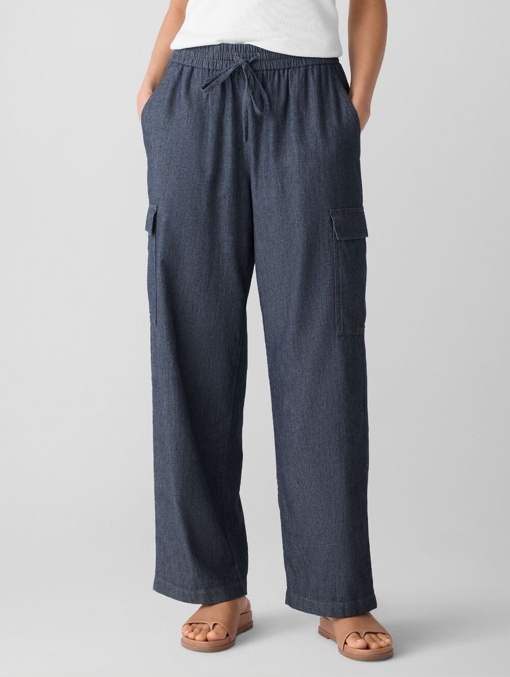 Eileen Fisher Women's Casual Drawstring Cargo Pants in Dark Gray